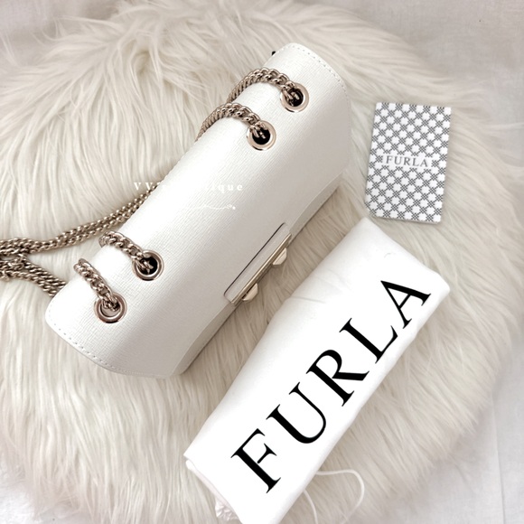 NWT Furla Bella Mini Crossbody Shoulder Bag Leather Petalo Cream White - Picture 8 of 11